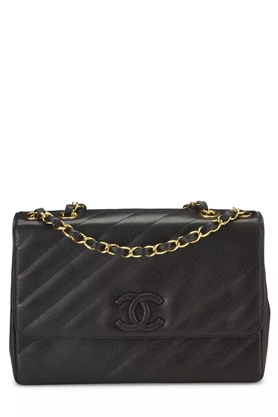 Black Caviar Diagonal Flap Jumbo