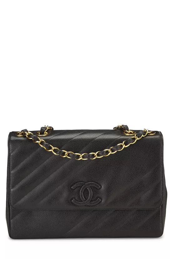 Black Caviar Diagonal Flap Jumbo, , large image number 0