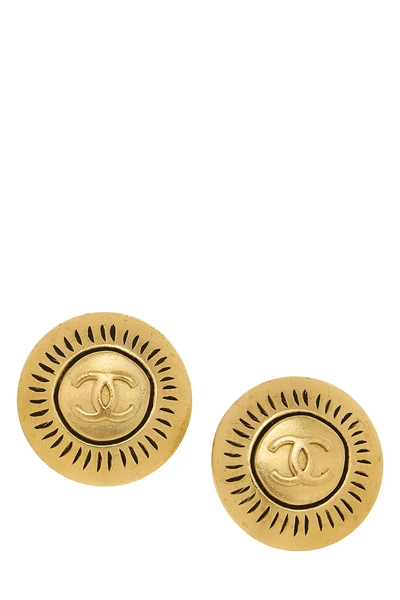 Gold 'CC' Round Earrings