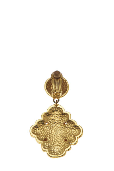 Gold 'CC' Logo Letter Dangle Earrings, , large