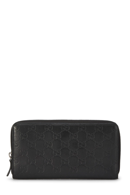 Black Embossed Guccissima Zip Around Organizer Wallet, , large image number 0