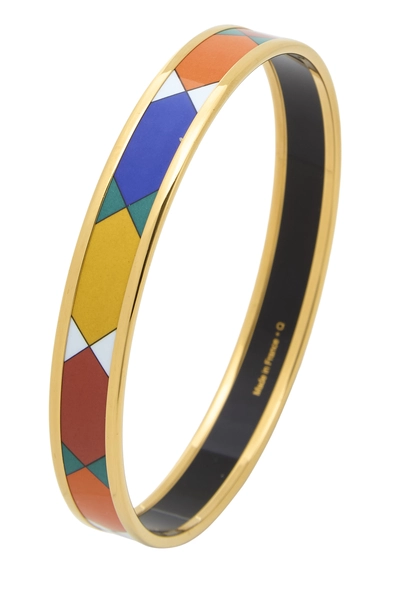 Multicolor Gold Enamel Bangle Narrow, , large