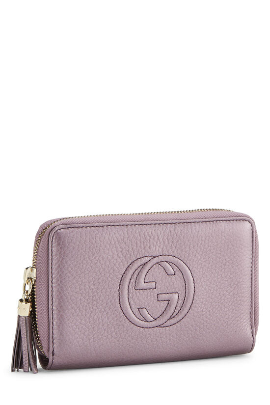 Metallic Purple Leather Soho Zip Wallet, , large image number 1