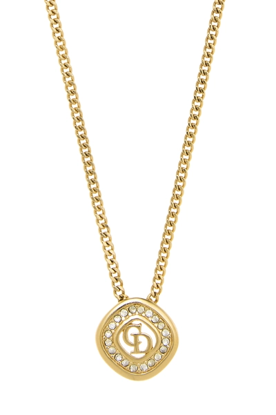 Gold & Crystal 'CD' Necklace, , large