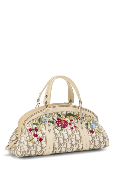 Biege Floral Embroidered Diorissimo Frame Bag Small, , large