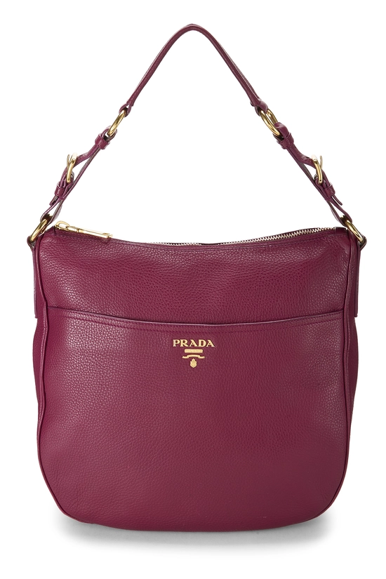 Burgundy Vitello Daino Front Pocket Hobo Medium, , large image number 0