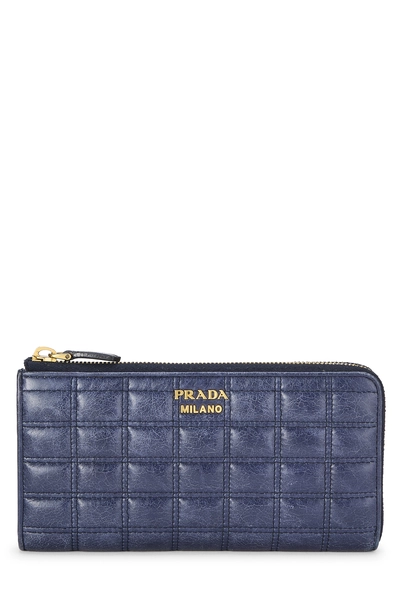 Navy Calfskin Zip Around Wallet