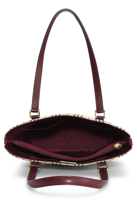 Burgundy Jacquard Check Bucket Tote Large, , large image number 5