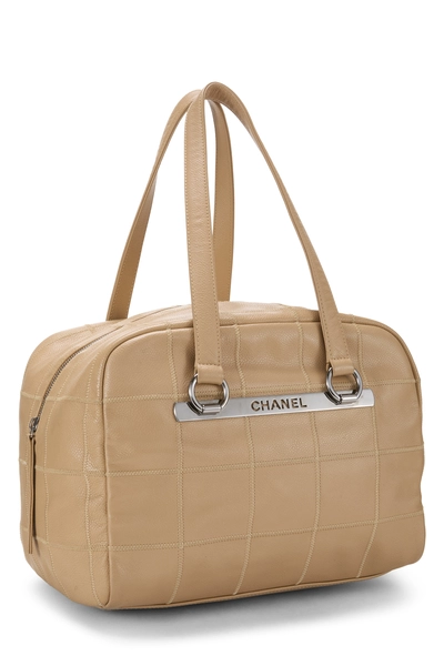Beige Caviar Chocolate Bar Boston Bag, , large