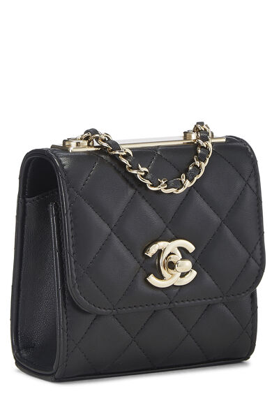 Black Quilted Lambskin Trendy 'CC' Chain Clutch, , large