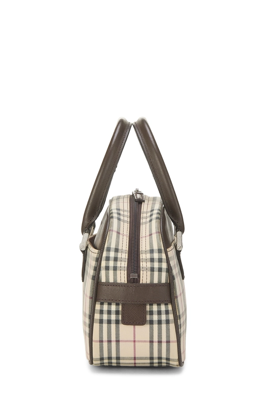 Brown Check Jacquard Canvas Bowler Bag Small, , large image number 2