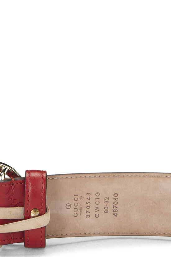 Red Guccissima Leather Interlocking Belt, , large image number 3