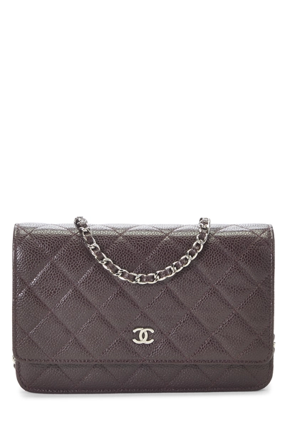 Chanel Burgundy Caviar Classic Quilted Wallet On Chain (WOC)