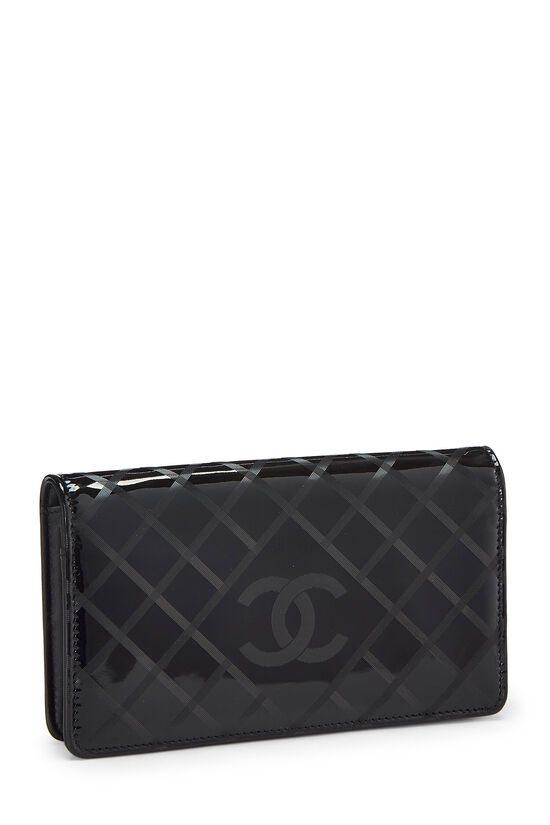 Black Quilted Patent Leather Long Wallet , , large image number 2
