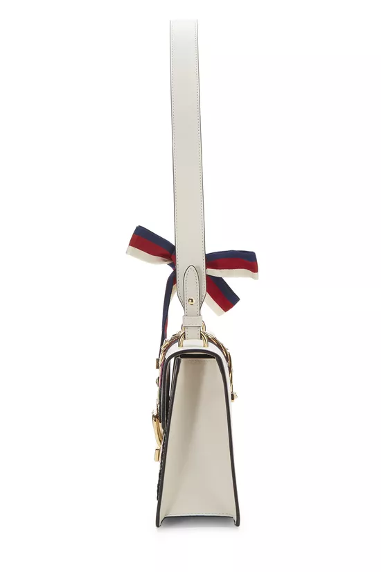 White Floral Embroidered Leather Sylvie Shoulder Bag Small, , large image number 2