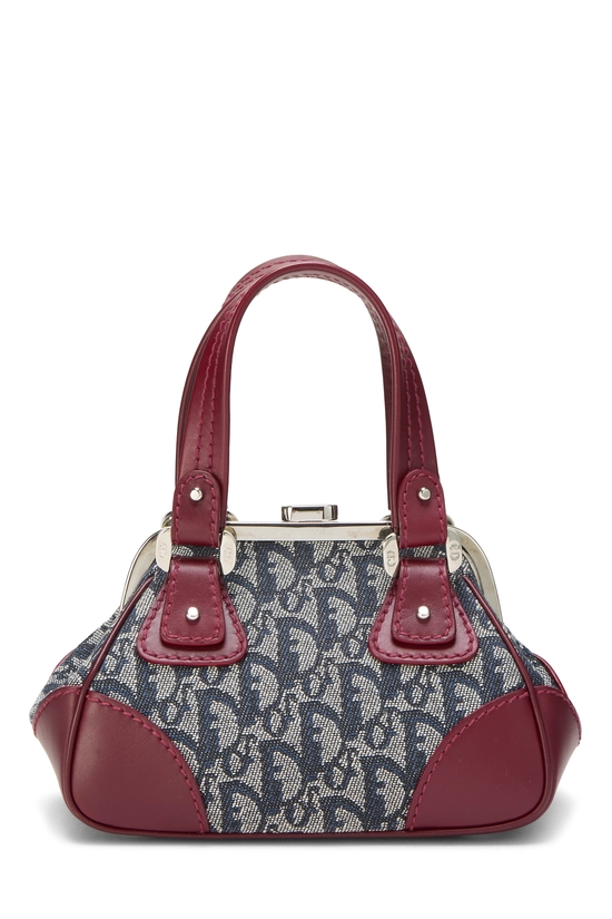Burgundy & Navy Trotter Canvas Frame Satchel Handbag Mini, , large image number 3