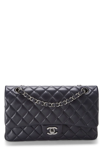 Chanel Navy Quilted Lambskin Classic Double Flap Medium