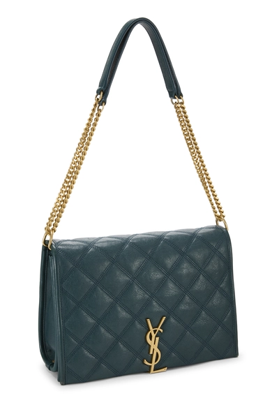 Green Quilted Leather Becky Chain Shoulder Bag Small, , large