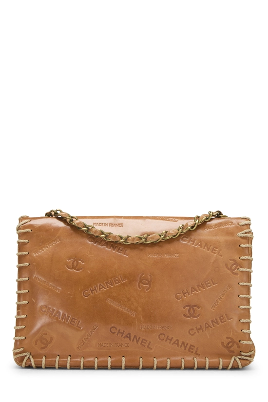 Brown Debossed Logo Calfskin Half Flap Medium, , large image number 3