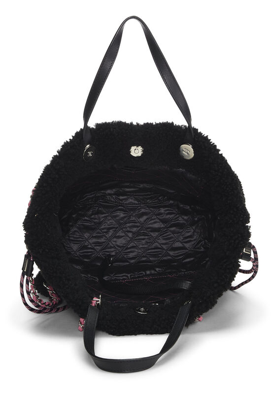 Black Shearling 'Coco Neige' Tote, , large image number 5