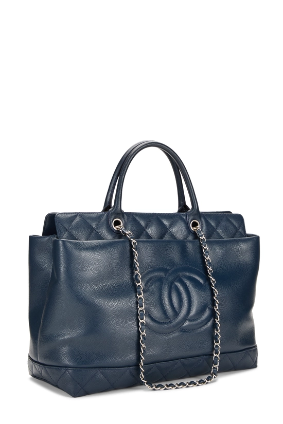 Navy Caviar Timeless 'CC' Top Handle Tote Large, , large image number 1