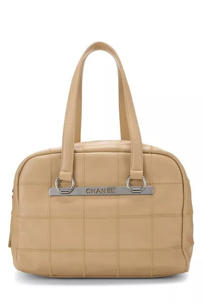 Chanel Beige Soft Caviar Chocolate Bar Shoulder Bag