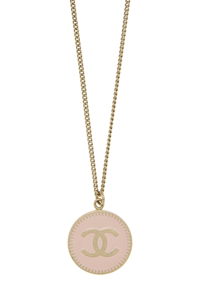 Pink Enamel 'CC' Necklace, , large