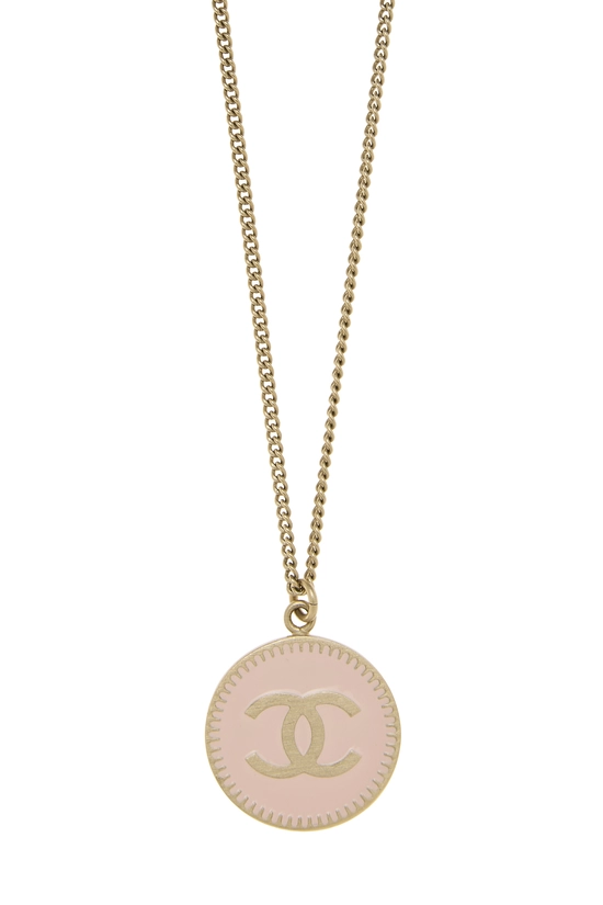 Pink Enamel 'CC' Necklace, , large image number 1