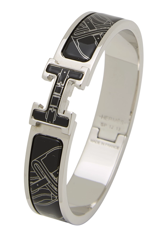 Black Enamel Clic-Clac 'H' Bracelet Narrow, , large image number 0
