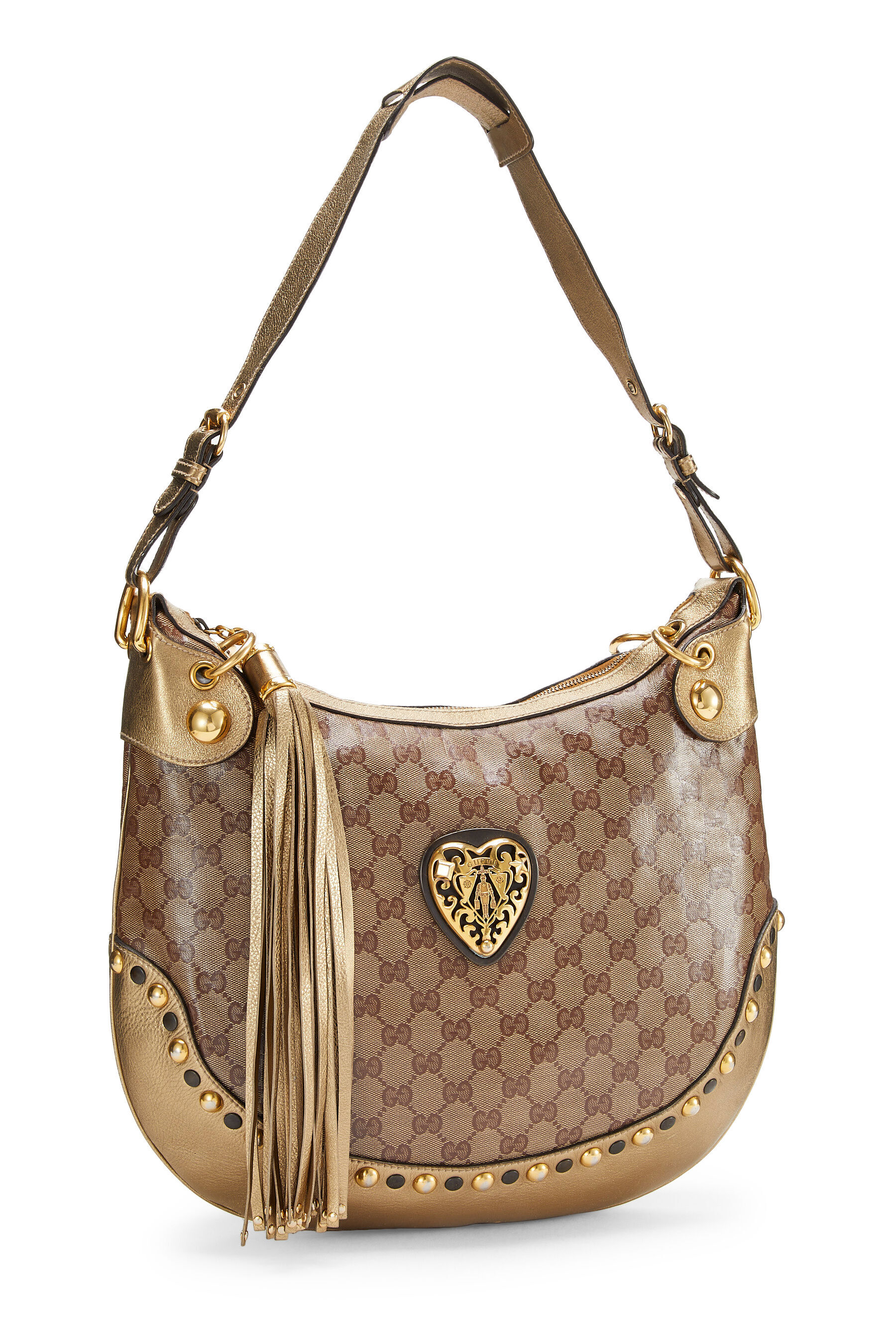 tas tote-bag Gucci Gold Beige GG Canvas Gold D Ring Tote Bag | Tinkerlust