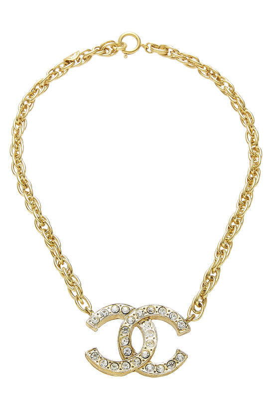 Gold Crystal 'CC' Necklace, , large image number 0