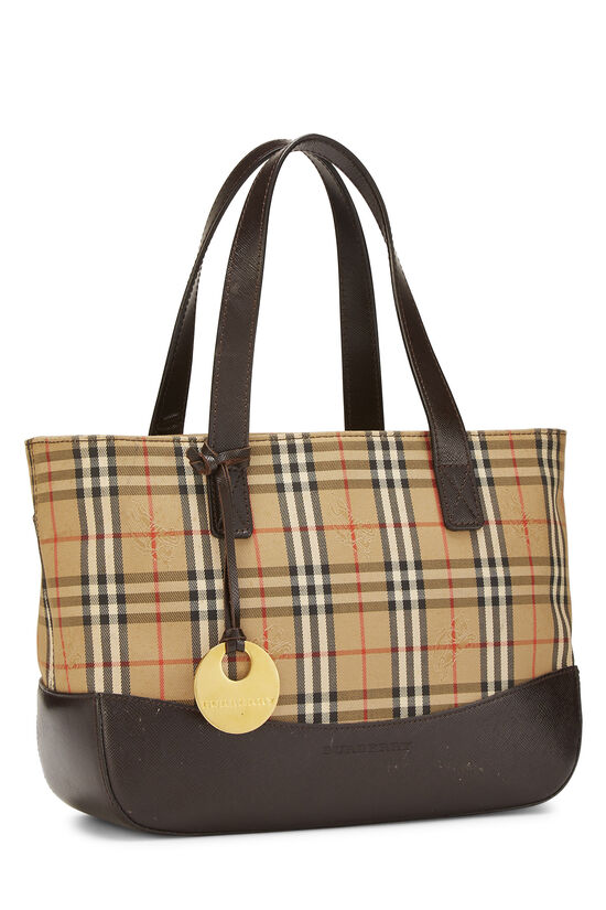 Brown Haymarket Check Canvas Handbag Small, , large image number 1