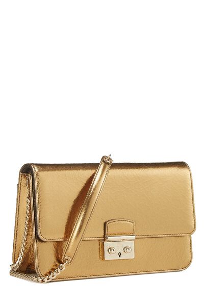 Gold Metallic Leather Miss Dior Promenade Pouch Clutch, , large