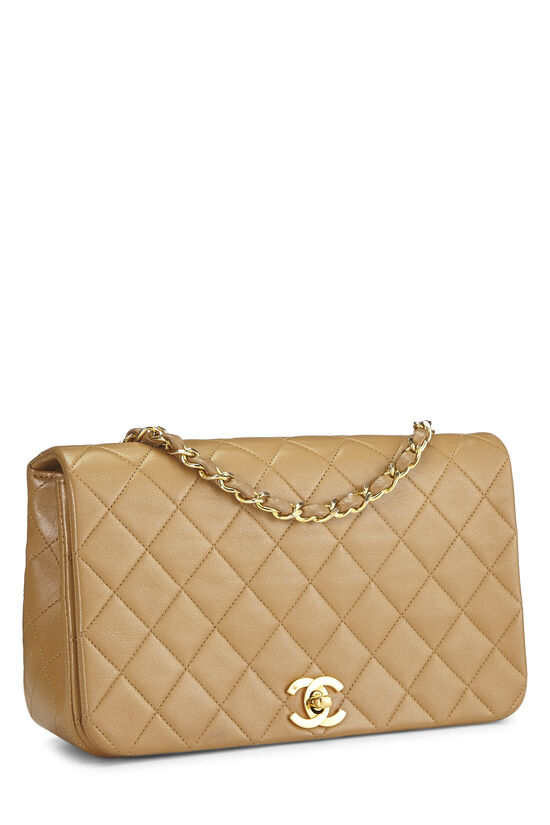 Beige Quilted Lambskin Full Flap Small, , large image number 1