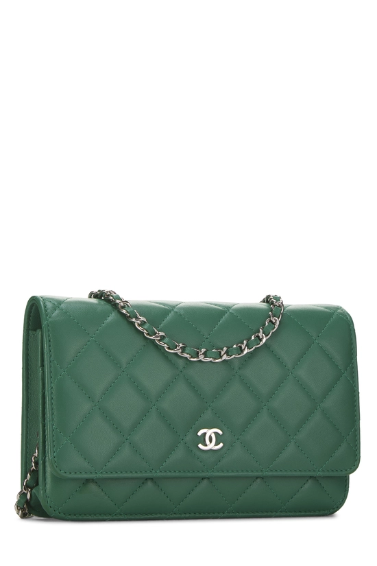 Green Quilted Lambskin Classic Wallet On Chain (WOC), , large image number 1