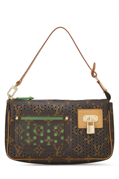Green Monogram Canvas Perforated Pochette Accessoires