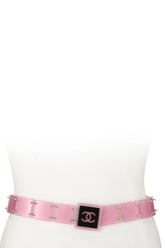 CHANEL ピンク黒 キャミソール 36 Pre-Owned Pink Acrylic 'CC' Tile Belt Q6A8H600PB000