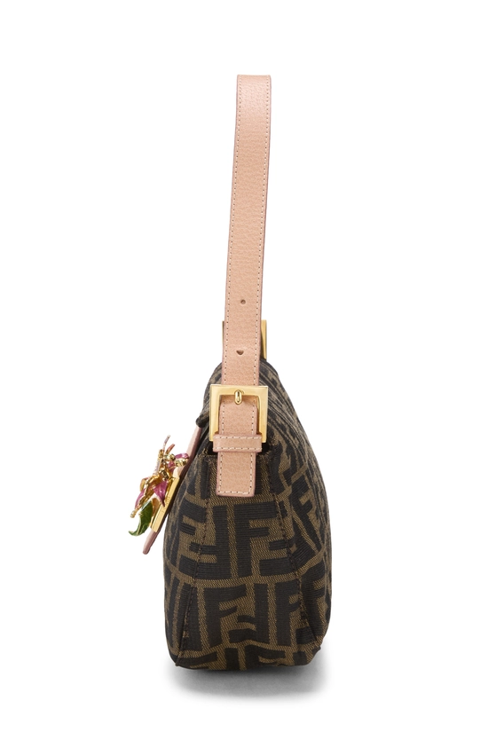 Brown Zucca Canvas Flower Jewel Shoulder Bag, , large image number 2