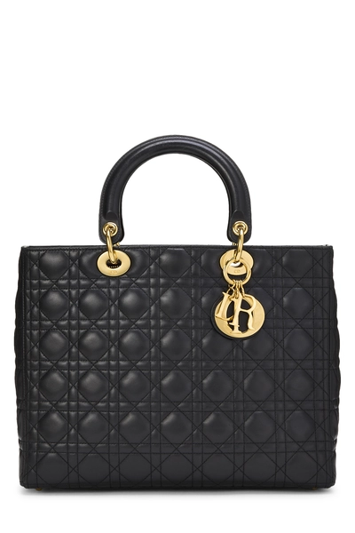 Black Cannage Quilted Lambskin Lady Dior Large