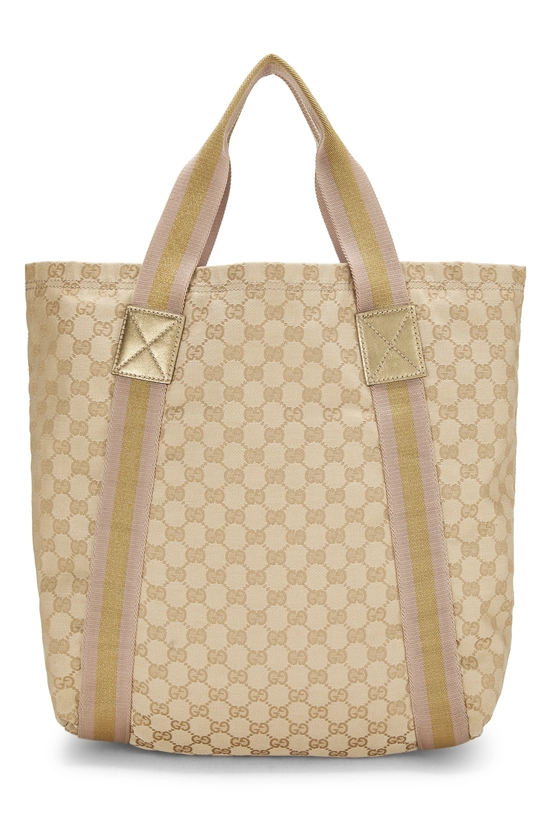 Gold GG Canvas Flat Web Tote, , large image number 3