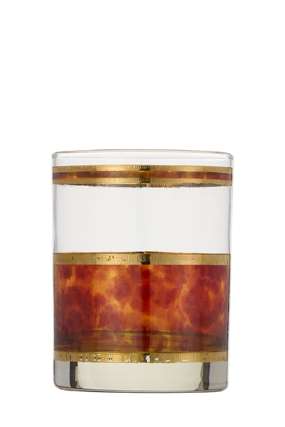Brown Tortoiseshell 22k Gilded Glassware Set of 2, , large