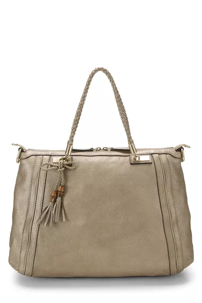 Gold Leather Bella Zip Tote XL