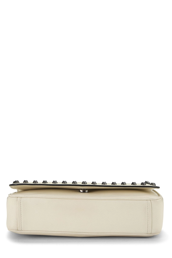 White Calfskin Leather Studded Crossbody, , large image number 4