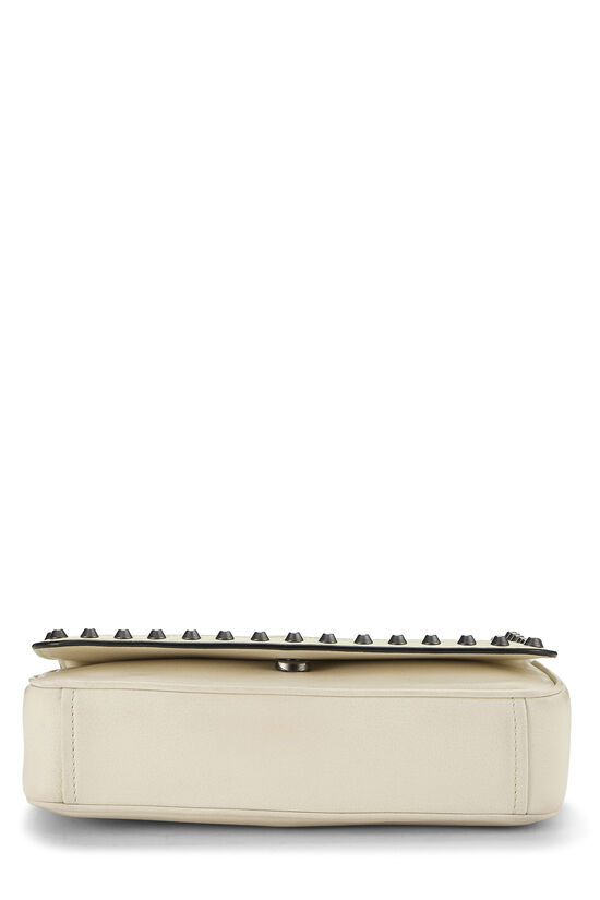 White Calfskin Leather Studded Crossbody, , large image number 4