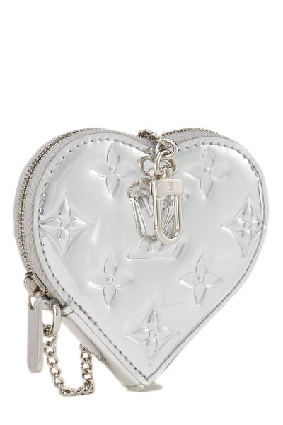 Silver Monogram Miroir Heart Coin Purse , , large