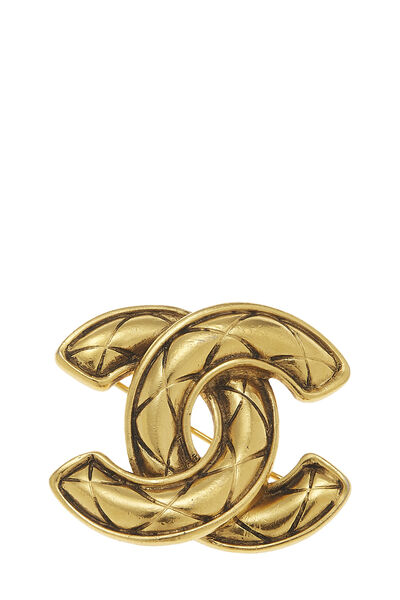 Gold Quilted 'CC' Pin Small