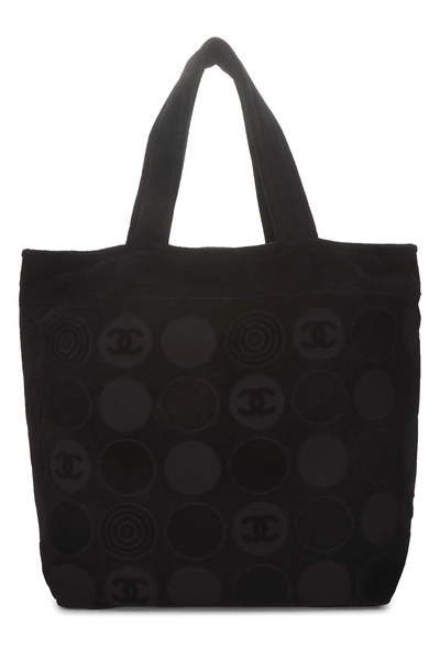Chanel Black Terry Cloth 'CC' Beach Set