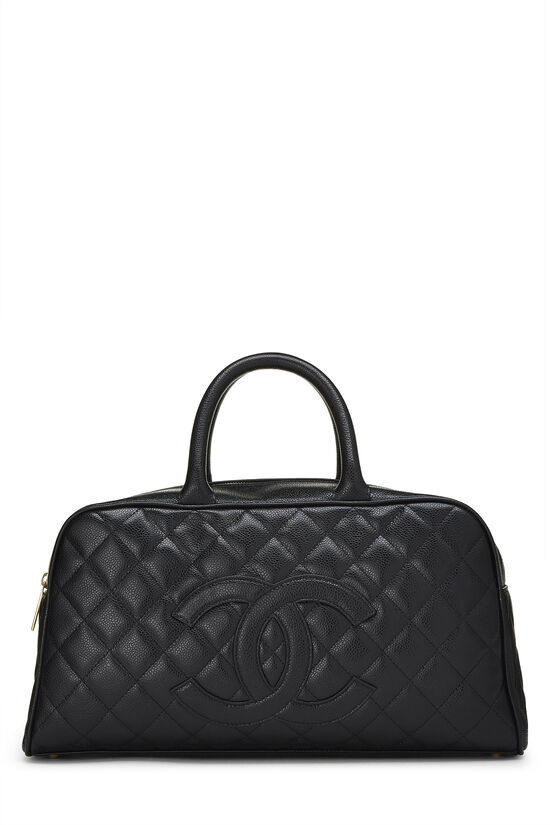 Chanel Timeless Black Caviar Leather CC Boston Duffle Bag with