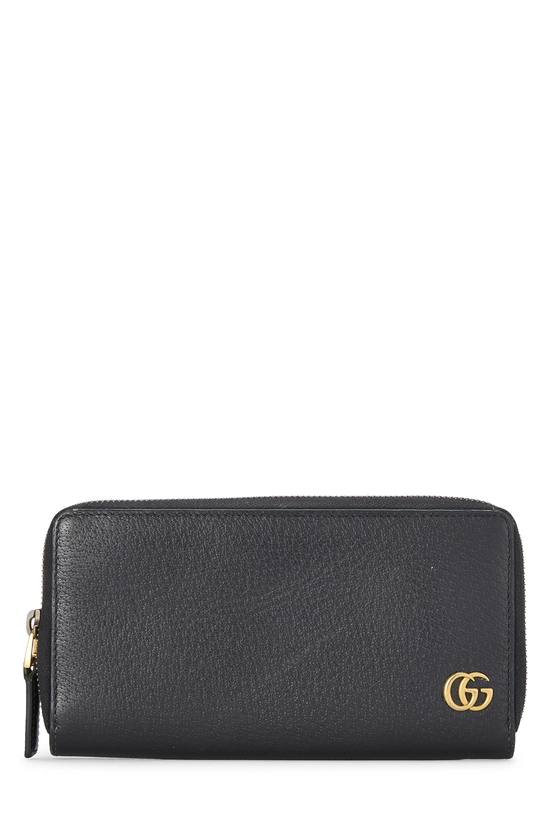 Black Leather GG Marmont Zip Wallet, , large image number 0