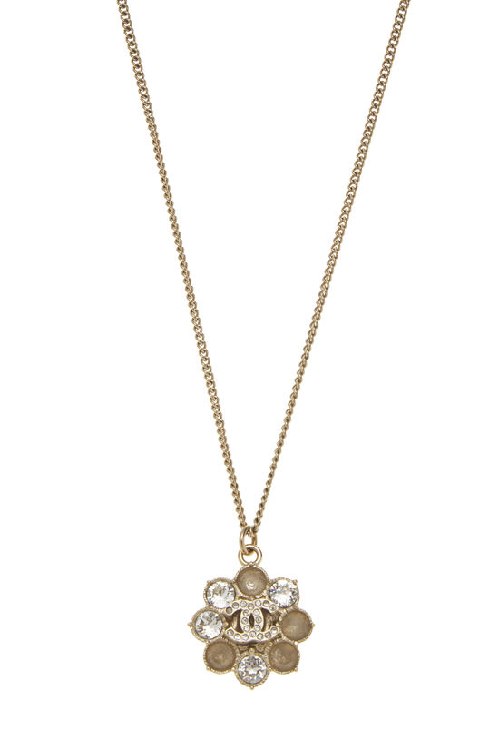 Silver Crystal 'CC' Flower Necklace, , large image number 2